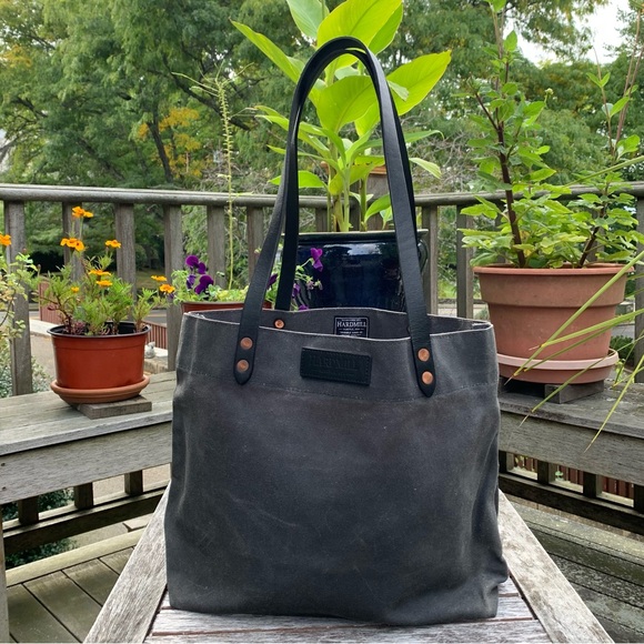 Hardmill Waxed Canvas Charcoal Gray Market Tote - Picture 5 of 16